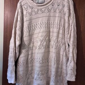 Jessica Cream Open-Knit Scoopneck Sweater